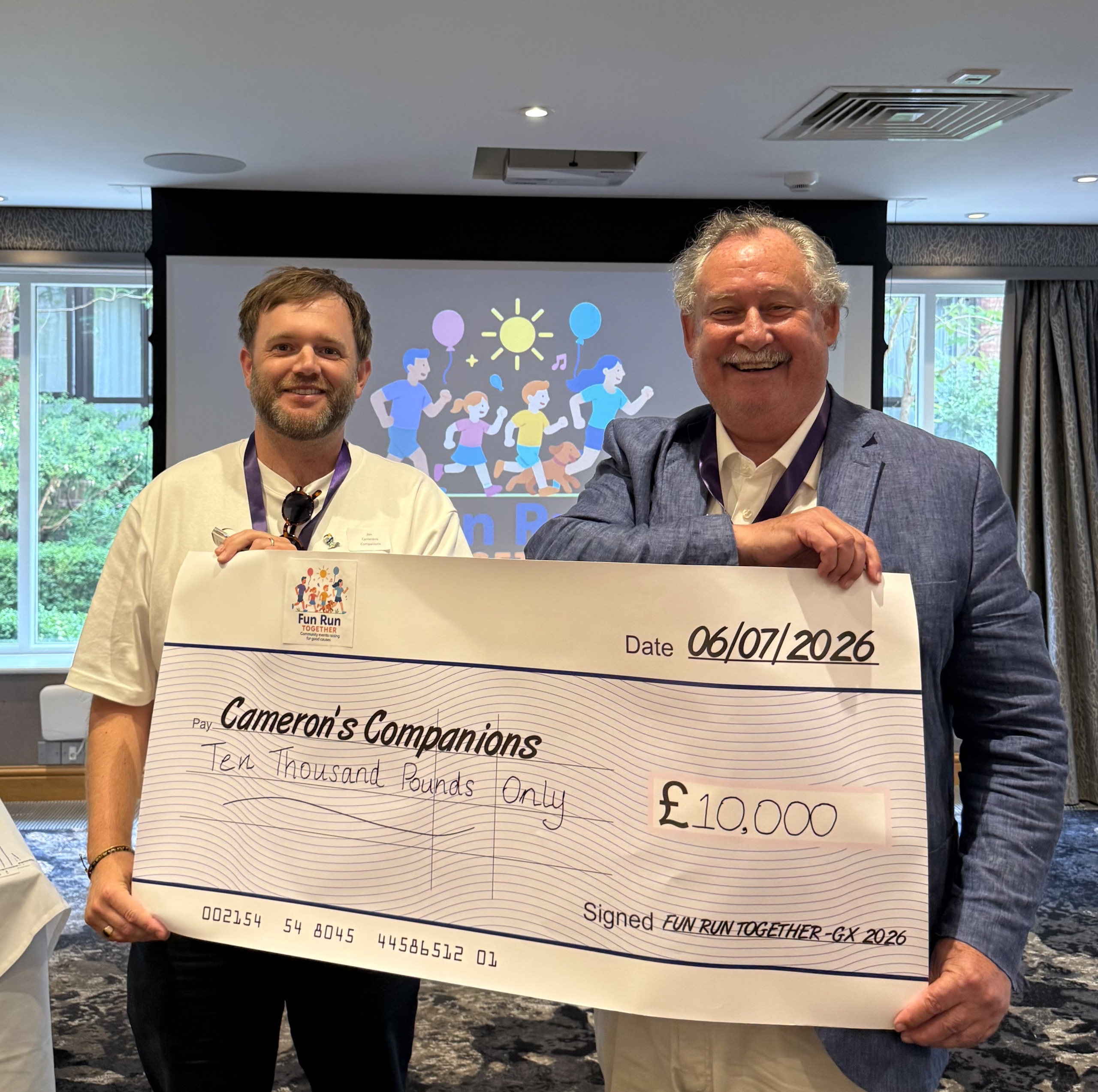 Fun Run Together charity cheque presentation